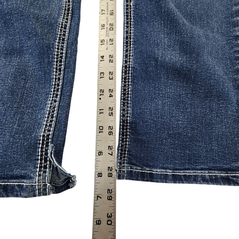 True Luck 36x30 Blue Jean Straight Leg Y2K Skater Streetwear Grunge Western Work - Picture 7 of 10